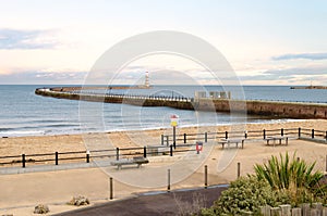 A Scenic Photograph of Roker Beach, Pier and Lighthouse