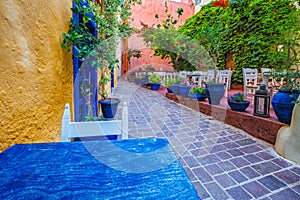 Scenic picturesque streets of Chania venetian town. Chania, Creete, Greece