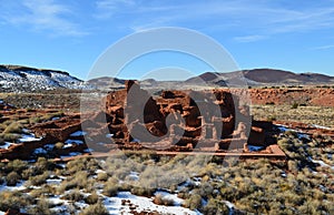 Scenic Red Rock Puebloan Dwelling Ruins in a Valley