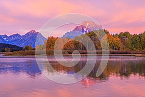 Scenic Reflection Landscape in the Tetons in Autumn