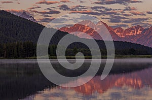 Scenic Reflection Landscape in the Tetons in Summer at Sunrise