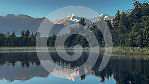 Scenic reflective lake Matheson on the West Coast of NZ