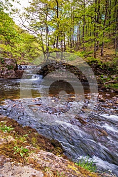 Scenic river and falls in the Brecon Beacons