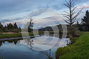 Scenic river landscape with reflection