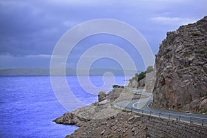 Scenic road by adriatic sea