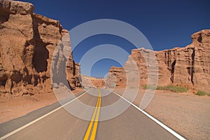 The scenic road that crosses the Quebrada De Las Conchas, Argentina