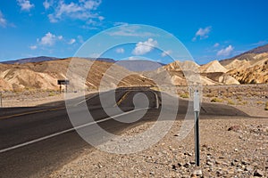 Scenic road in the desert of Death valley national park, USA