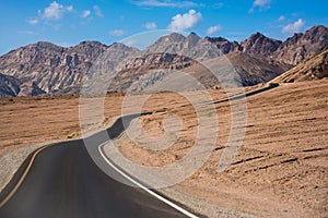 Scenic road in the desert of Death valley national park, USA