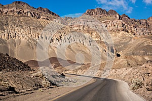 Scenic road in the desert of Death valley national park, USA