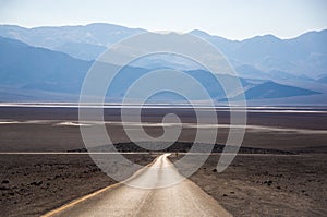 Scenic road in the desert of Death valley national park, USA