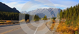 Scenic road Ice fields parkway in Jasper national park