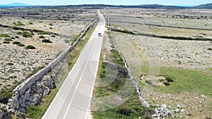 Scenic road on the island of Pag in Croatia