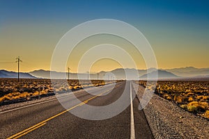 Scenic road landscape in Death Valley National Park