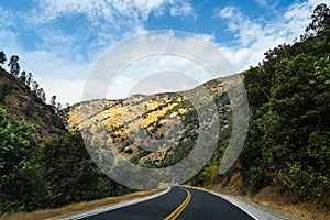 Beautiful Section of State Route 140 from Mariposa to Yosemite Valley, California photo