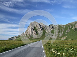 Scenic road and mountains in Norway