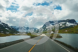 Scenic road in Norway - scandinavian landscape