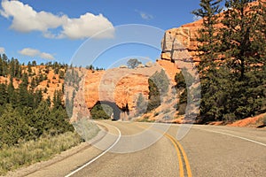 Scenic Road to Red Arch Tunnel, Utah USA