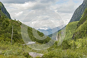 Scenic road in Valldalen in Norway