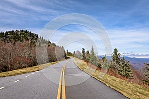 Scenic road view on Blue Ridge Parkway