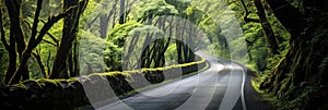 Scenic Road Winding Through A Tunnel Of Trees