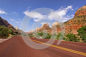 Scenic road through Zion national park