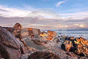 Scenic rock formation during sunrise at the beach of Mindoro, Philippines