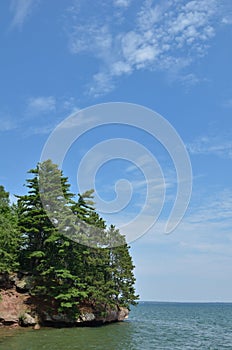 Scenic Rocky Shoreline on a Sunny Summer Day