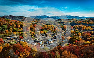 Scenic rolling hills of beautiful autumn New England