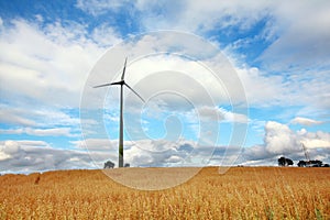 Scenic rural landscape with a windmill