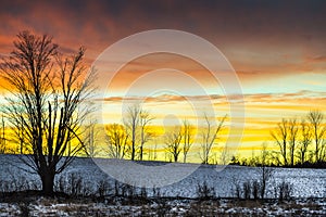 Scenic Rural Winter Sunset