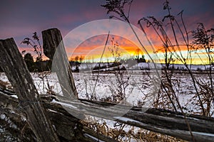 Scenic Rural Winter Sunset