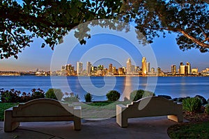 A Scenic of of the San Diego Skyline from Bayview Park Coronado