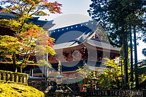 Scenic Sanbutsu-do Hall view at Nikko Toshogu Shrine complex