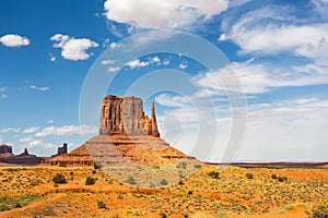 Scenic sandstones, cloudy sky at Monument Valley