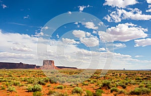 Scenic sandstones, cloudy sky at Monument Valley