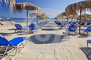 Scenic sandy beach in Alykes. It is situated on the east coast of Zakynthos island, Greece.