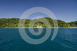 Scenic sea view of the Kapas Island at Terengganu, Malaysia.