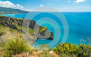 Scenic seascape with cliffs at Palinuro, Cilento, Campania, southern Italy. photo