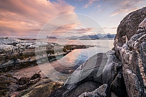 A scenic seascape in Sommaroy, Norway