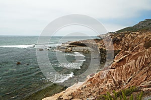 Scenic seascape. Sunset Cliffs Cave in Point Loma, San Diego, California.