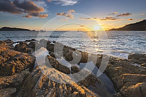 Scenic Seascape with Sunset at Kalim Beach, Phuket, Thailand