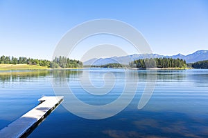 Scenic and Serene blue Mountain Lake in Montana