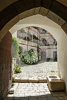 Scenic shot of an archway at the Castle Clam in Muhlviertel, Austria photo