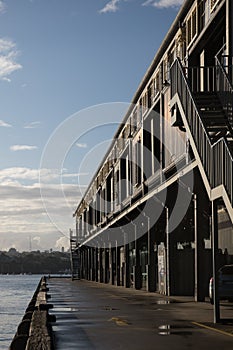 Scenic shot of the building with stairs in Walsh Bay Wharves Precinct,New South Wales, Australia