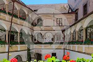 Scenic shot of the courtyard at Castle Clam in Muhlviertel, Austria photo