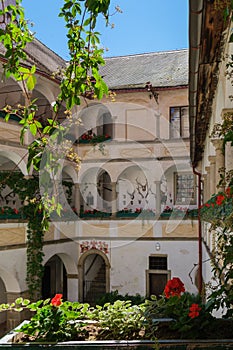 Scenic shot of the courtyard at Castle Clam in Muhlviertel, Austria photo