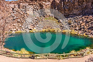 Scenic shot of the Laguna de la Nina Encantada in Mendoza, Argentina