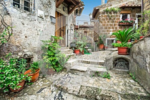 Scenic sight in Calcata, Viterbo Province, Lazio, Italy.