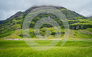 Scenic sight in Glencoe, in the Lochaber area of the Scottish Highlands.