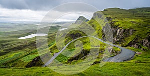 Scenic sight of the Quiraing, Isle of Skye, Scotland.